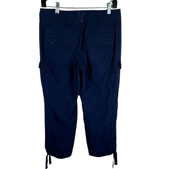 Lauren Active By Ralph Lauren 100% Cotton Navy Blue Cropped Cargo Pants Size 4 - Picture 2 of 9